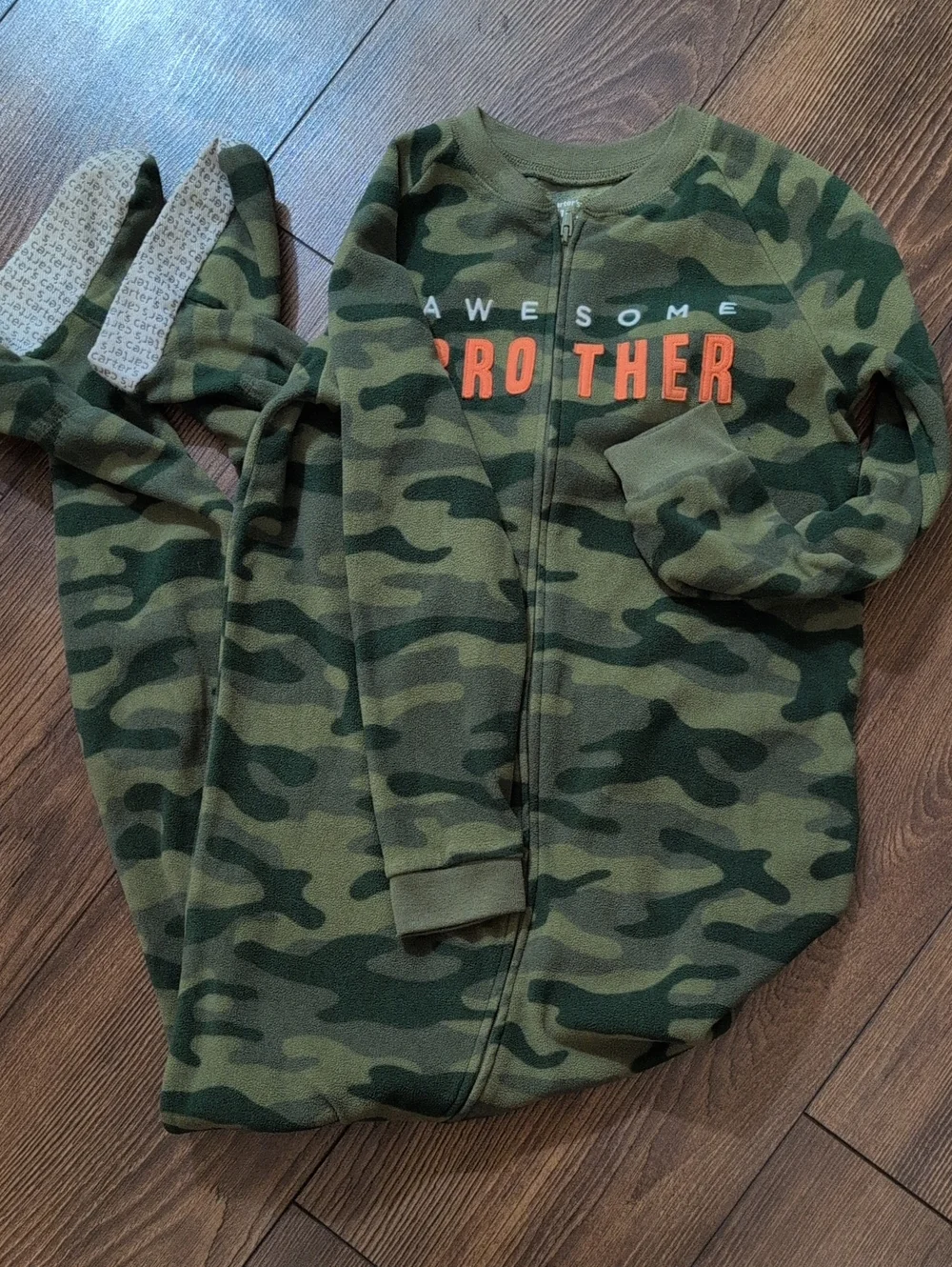 Carter's Camouflage Fleece Zip One-Piece with Orange Accents